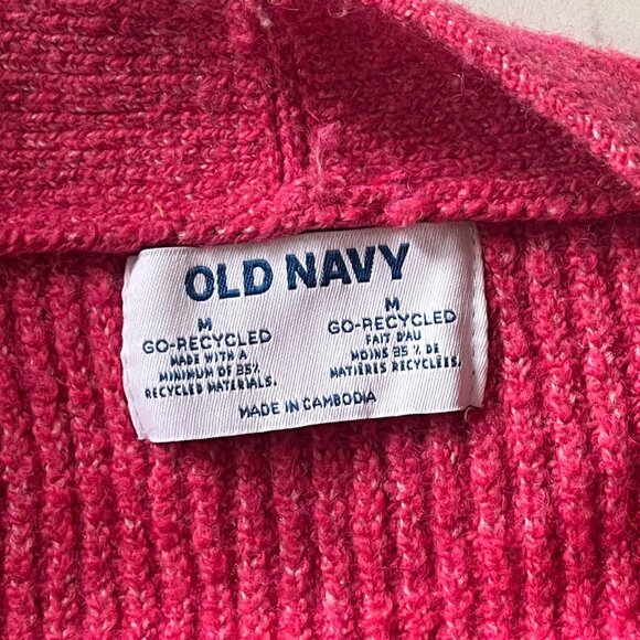Old Navy Cozy Button-Up Pink Ribbed Shaker Stitch Cardigan Sweater - Size M - Picture 10 of 11